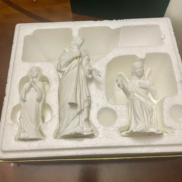 VTG Lenox Collection Nativity Angels of Adoration White Bisque China Figurines - Picture 1 of 15